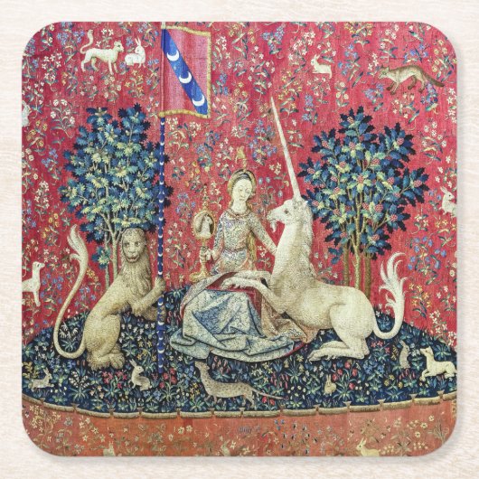 Die Dame und das Einhorn, die Augen Rechteckiger Pappuntersetzer (Vorderseite)