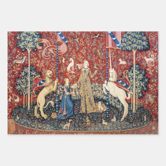 Die Dame und das Einhorn, Geschmack Geschenkpapier Set (Vorderseite)