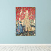 Die Dame und das Einhorn: 'Geschmack' Leinwanddruck (Insitu (Holzboden))