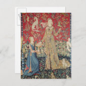 Die Dame und das Einhorn: 'Geschmack' Postkarte (Vorne/Hinten)