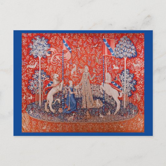 Die Dame und das Einhorn / Geschmack Postkarte (Vorderseite)