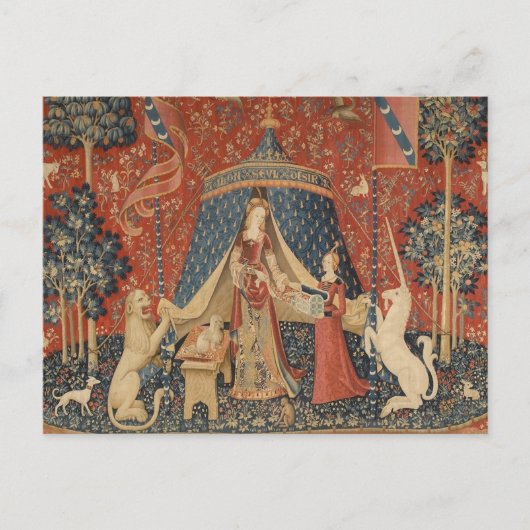 Die Dame und das Einhorn Postkarte (Vorderseite)