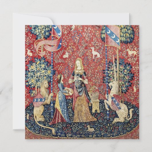 Die Dame und das Einhorn, riechen Einladung (Vorderseite)