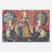 Die Dame und das Einhorn, riechen Geschenkpapier Set (Vorderseite)