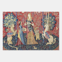 Die Dame und das Einhorn, riechen Geschenkpapier Set