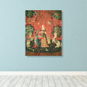 Die Dame und das Einhorn: "Riechen" Leinwanddruck (Insitu (Holzboden))