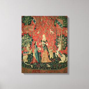 Die Dame und das Einhorn: "Riechen" Leinwanddruck