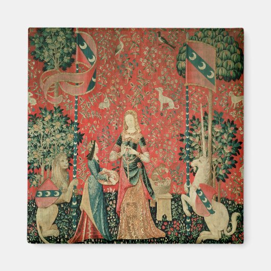 Die Dame und das Einhorn: "Riechen" Magnet (Vorne)