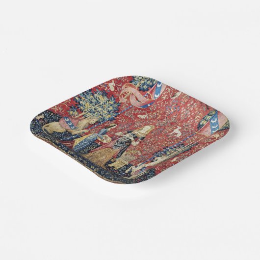 Die Dame und das Einhorn, riechen Pappteller (Gewinkelt)