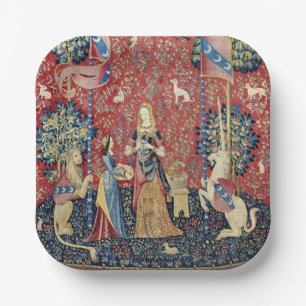 Die Dame und das Einhorn, riechen Pappteller