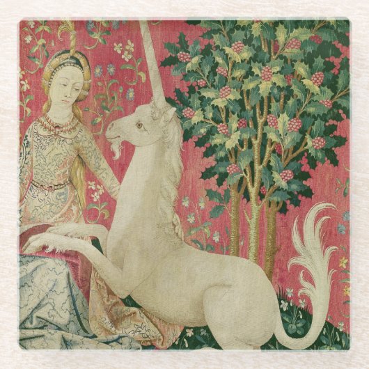 Die Dame und das Einhorn: 'Sight Glasuntersetzer (Vorderseite)