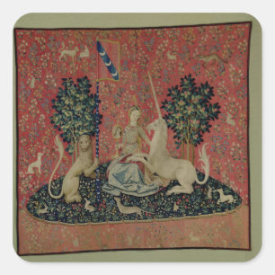 Die Dame und das Einhorn: "Sight" Quadratischer Aufkleber
