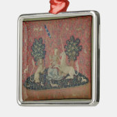 Die Dame und das Einhorn: "Sight Silbernes Ornament (Links)