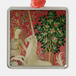 Die Dame und das Einhorn: 'Sight Silbernes Ornament