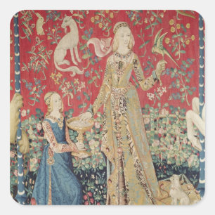 Die Dame und das Einhorn: 'Taste Quadratischer Aufkleber