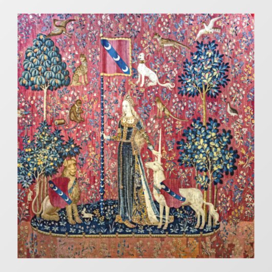 Die Dame und das Einhorn, Touch Fensteraufkleber (Blatt)