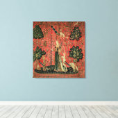 Die Dame und das Einhorn: "Touch" Leinwanddruck (Insitu (Holzboden))