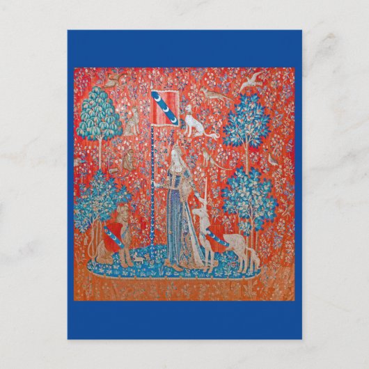 Die Dame und das Einhorn / Touch Postkarte (Vorderseite)