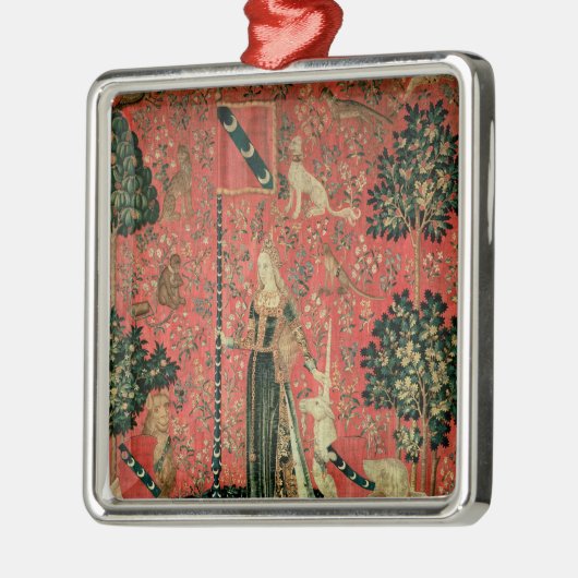 Die Dame und das Einhorn: 'Touch Silbernes Ornament (Links)