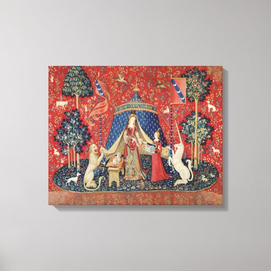 Die Dame und das Einhorn: "Zu meinem einzigen Wuns Leinwanddruck (Vorderseite)