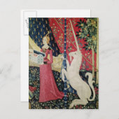 Die Dame und das Einhorn: "Zu meinem einzigen Wuns Postkarte (Vorne/Hinten)