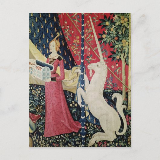 Die Dame und das Einhorn: "Zu meinem einzigen Wuns Postkarte (Vorderseite)