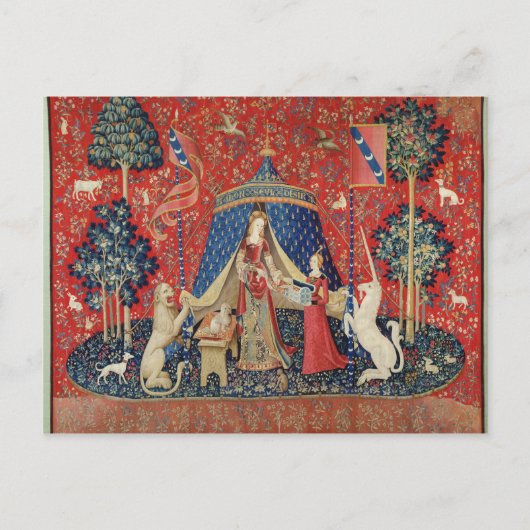 Die Dame und das Einhorn: "Zu meinem einzigen Wuns Postkarte (Vorderseite)