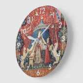 Die Dame und das Einhorn, zu meinem einzigen Wunsc Große Wanduhr (Winkel)