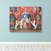 Die Dame und das Einhorn, zu meinem einzigen Wunsc Leinwanddruck (Insitu (Holzboden))