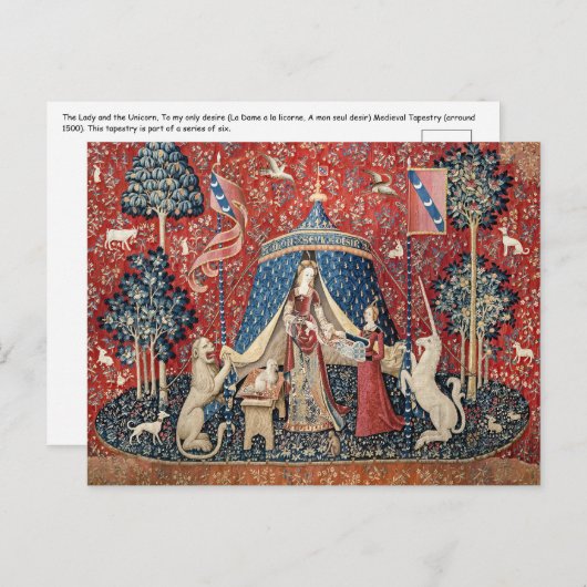 Die Dame und das Einhorn, zu meinem einzigen Wunsc Postkarte (Vorne/Hinten)