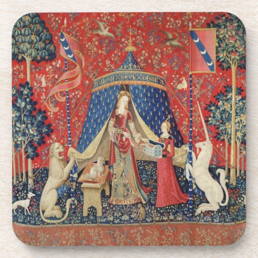 Die Dame und das Einhorn: 'Zu meinem nur desire Untersetzer (Vorderseite)