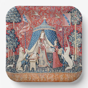 Die Dame und das Unicorn 1500 Paris Tapestry Pappteller