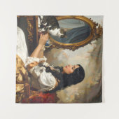 Die Dame und ihre Katze - ein zeitloser Viktoriani Wandteppich (Vorderseite (Horizontal))