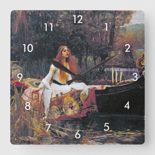 Die Dame von Shalott, John William Waterhouse Quadratische Wanduhr (Vorderseite)