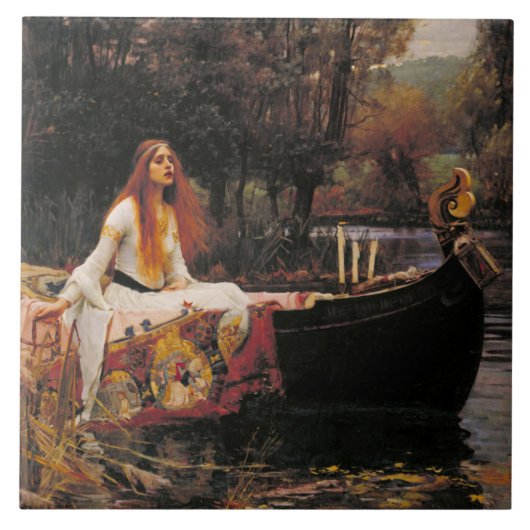 Die Dame von Shalott (mittelalterliche Schönheit) Fliese (Vorderseite)