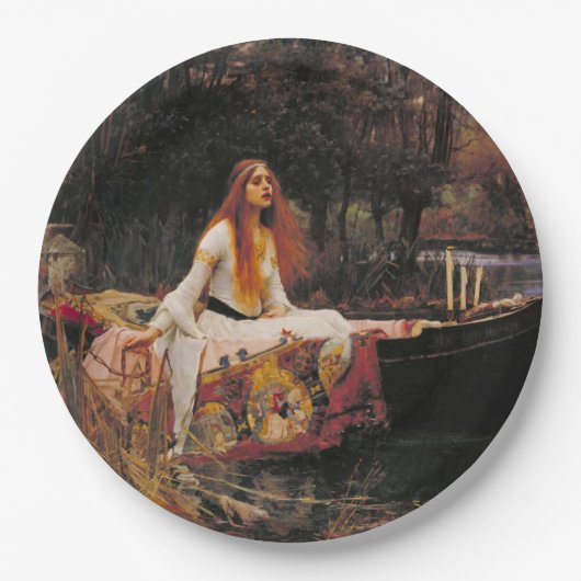 Die Dame von Shalott (mittelalterliche Schönheit) Pappteller (Vorderseite)
