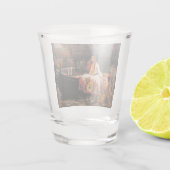 Die Dame von Shalott (mittelalterliche Schönheit) Schnapsglas (Rückseite)