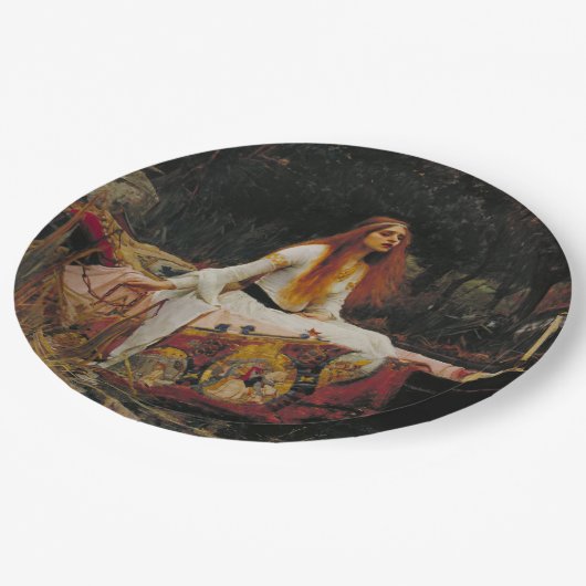 Die Dame von Shalott Pappteller (Schrägansicht)
