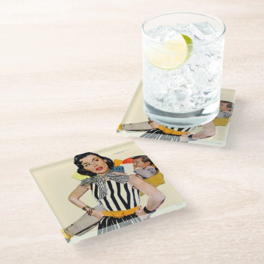 Die Dame wurde isoliert 2 Glasuntersetzer (Schrägansicht)