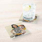 Die Dame wurde isoliert Glasuntersetzer (Schrägansicht)