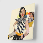 Die Dame wurde isoliert Quadratische Wanduhr (Winkel)