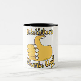 Die Daumen des Trampers Up lustige Cartoon-Tasse Zweifarbige Tasse