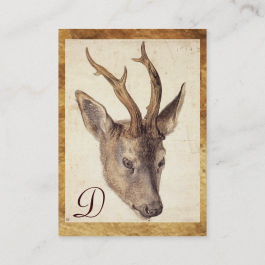 DIE DEER-KOPF-Braunen-Pergament-Monogramm Visitenkarte (Rückseite)