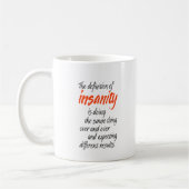 Die Definition der Geisteskrankheit tut die Kaffeetasse (Links)