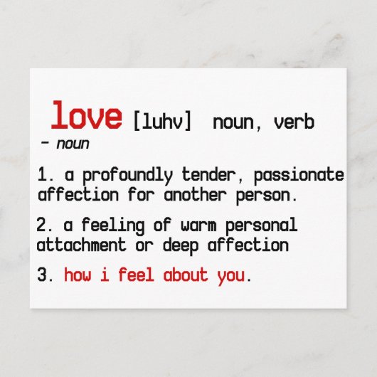 die Definition der Liebe Postkarte (Vorderseite)