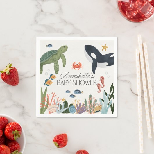 Die Dekoration der Babydusche im Meer Serviette (Beispiel)