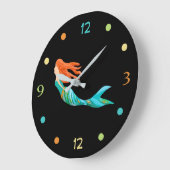 Die Dekoration der Beach Mermaid Wall Große Wanduhr (Winkel)