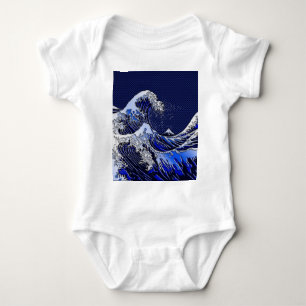 Die Dekoration der großen Hokusai-Wave-Chromfaser Baby Strampler