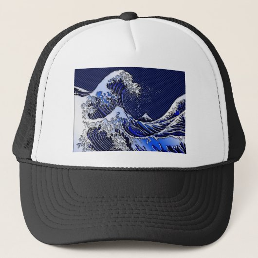 Die Dekoration der großen Hokusai-Wave-Chromfaser Truckerkappe (Vorderseite)