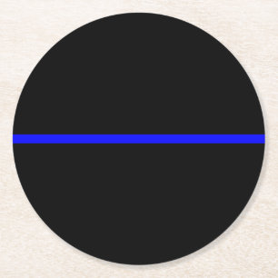 Die Dekoration der symbolträchtigen Thin Blue Line Runder Pappuntersetzer